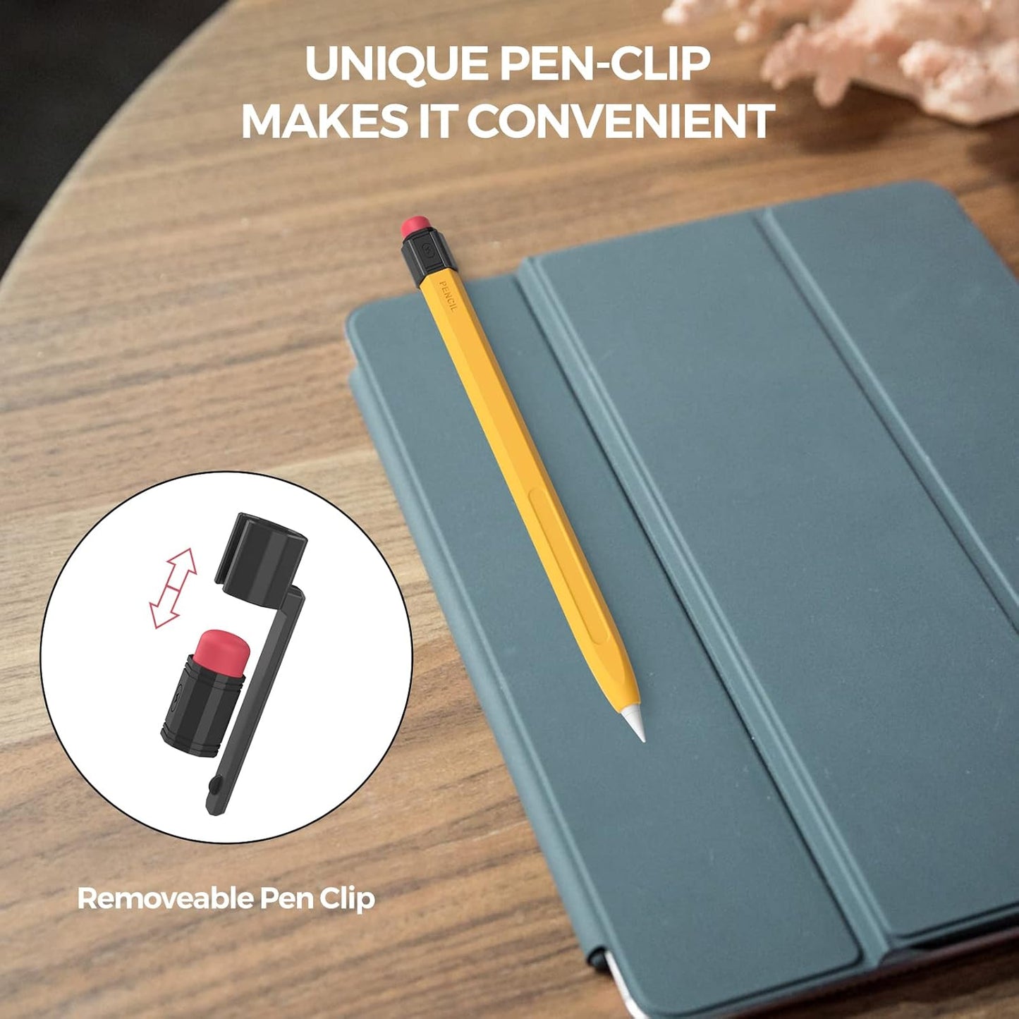 TRONWIN iPencil Case Sleeve Silicone Protective Cover Perfect Grip Skin Classic Design with Sturdy Clip Compatible with Apple Pencil 2nd Generation (Classic)