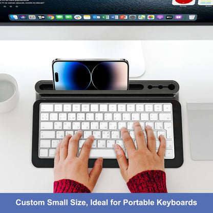 DOLLAR BOSS Glass Desk Whiteboard Calendar Small Dry Erase Board Desktop White Board with Storage Drawer Computer Keyboard Stand Desk Organizer, Colorful Weekly Calendar, Black
