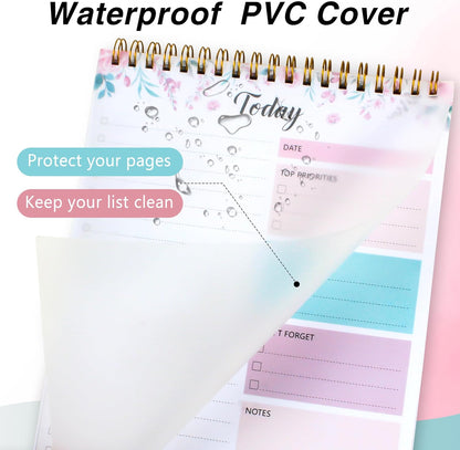 104 Pgs To Do List Notepad - Daily Planner Notepad Undated 52 Duplex-Printed Undated Sheets Tear Off, 6.5" x 9.8" Checklist Productivity Organizer with Hourly Schedule for Tasks