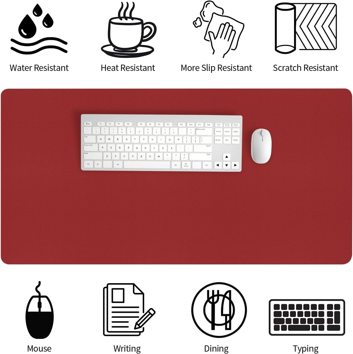 Bloss Leather Desk Pad and Keyboard Wrist Rest, Large Mouse Pad + Keyboard Pad+Mouse Wrist Support, Non-Slip Desk Mat Protector for Office, Home(31.5×15.7 Inches,Beige) - Colors B