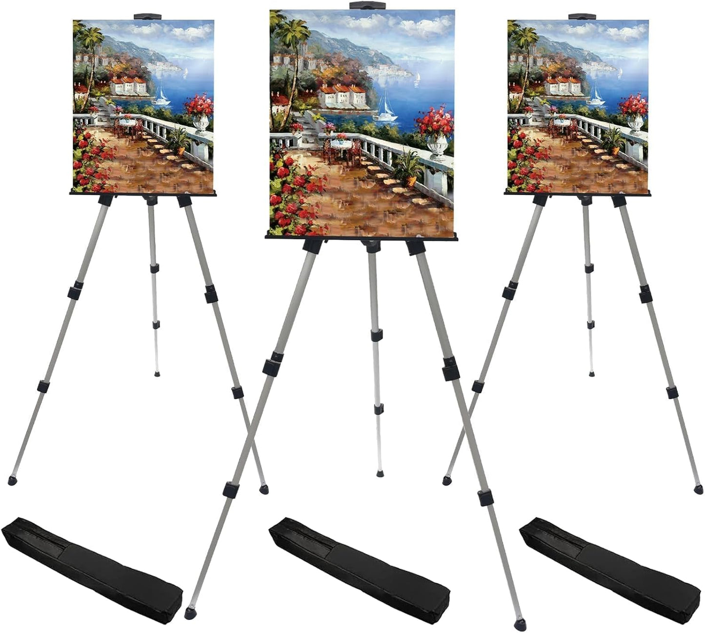 Art Easel Stand for Painting and Sign - RRFTOK 17 to 66 Inch Adjustable Aluminum Tripod Easels for Display, Portable Canvas and Poster Stand with Carry Bag for Beginners, Students and Classroom Use