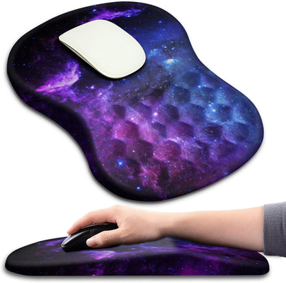 Hokafenle Ergonomic Mouse Pad Wrist Support with Massage Design, Wrist Rest Pain Relief Mousepad with Memory Foam&Non-Slip PU Base, Mouse Pads for Wireless Mouse & Desk (12x8 inch,Black)