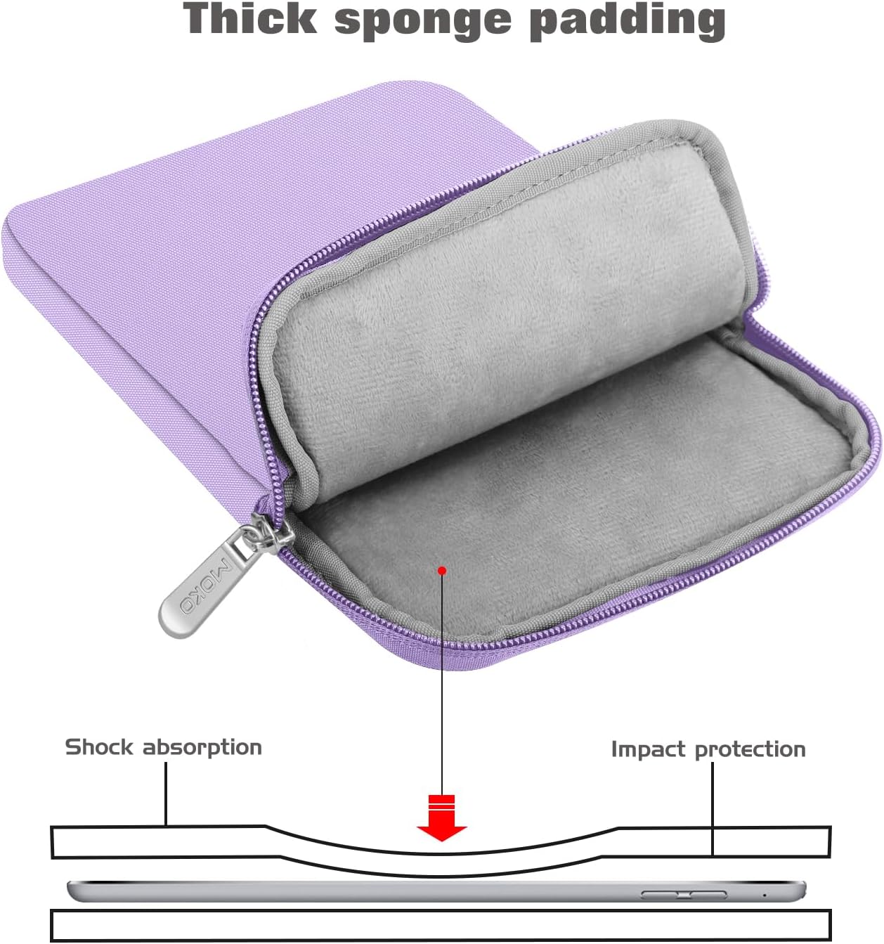 MoKo 7-8 Inch Tablet Sleeve Bag, Polyester Pouch Cover Case Fits iPad mini (A17 Pro) 8.3" 2024, iPad mini 6/5/4/3/2/1, Samsung Galaxy Tab S2 8.0, Tab A 8.0, ZenPad Z8s 7.9,Black