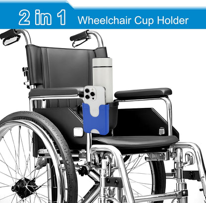 Accmor 2-in-1 Walker Cup Holder with Phone Holder, Wheelchair Cup Holder, Rollator Cup Holder, Cup Phone Holder for Walker, Wheelchair, Rollator, Mobility Scooter