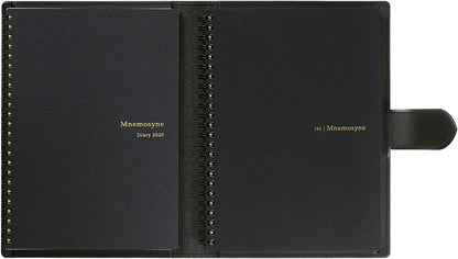 Maruman Mnemosyne Lined Notebook- Vertical A5, 5.83" x 8.27", 70 Sheets / 140 Pages, 7mm College Ruled With Center Line Journal, Perforated Pages & Wire-Bound to Lay Flat, Black, Made in Japan - Colors A