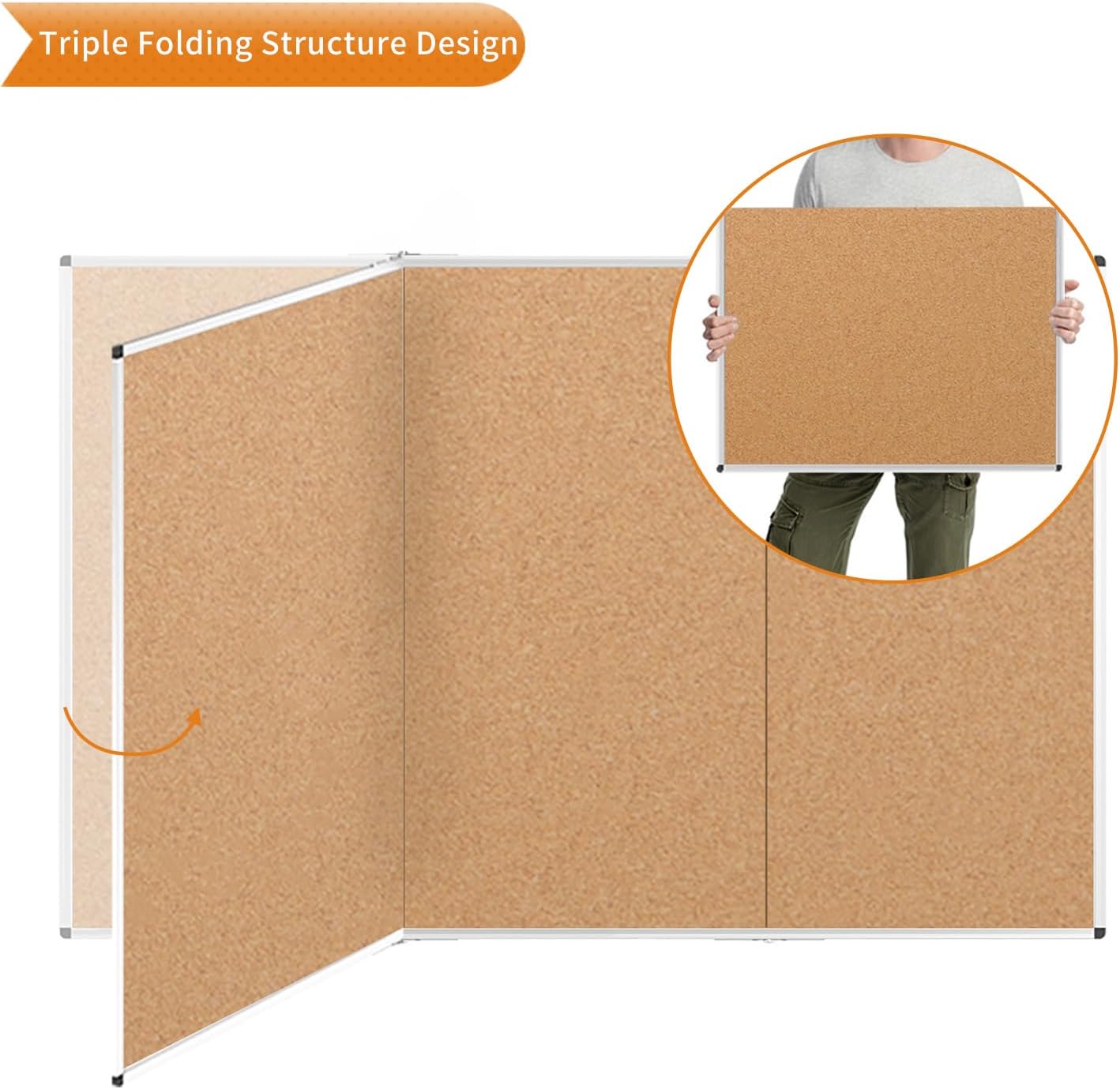 VIZ-PRO Cork Notice Board, 36 X 24 Inches, Silver Aluminium Frame