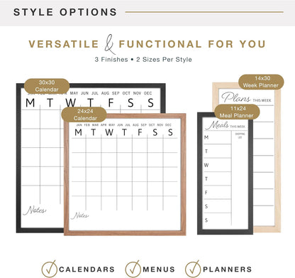 MCS Dry Erase Weekly Planner 11x24 Walnut Framed Calander Whiteboard for Wall, Plan Your Week with Family Weekly Planner for Dinners, Sports, Events & More