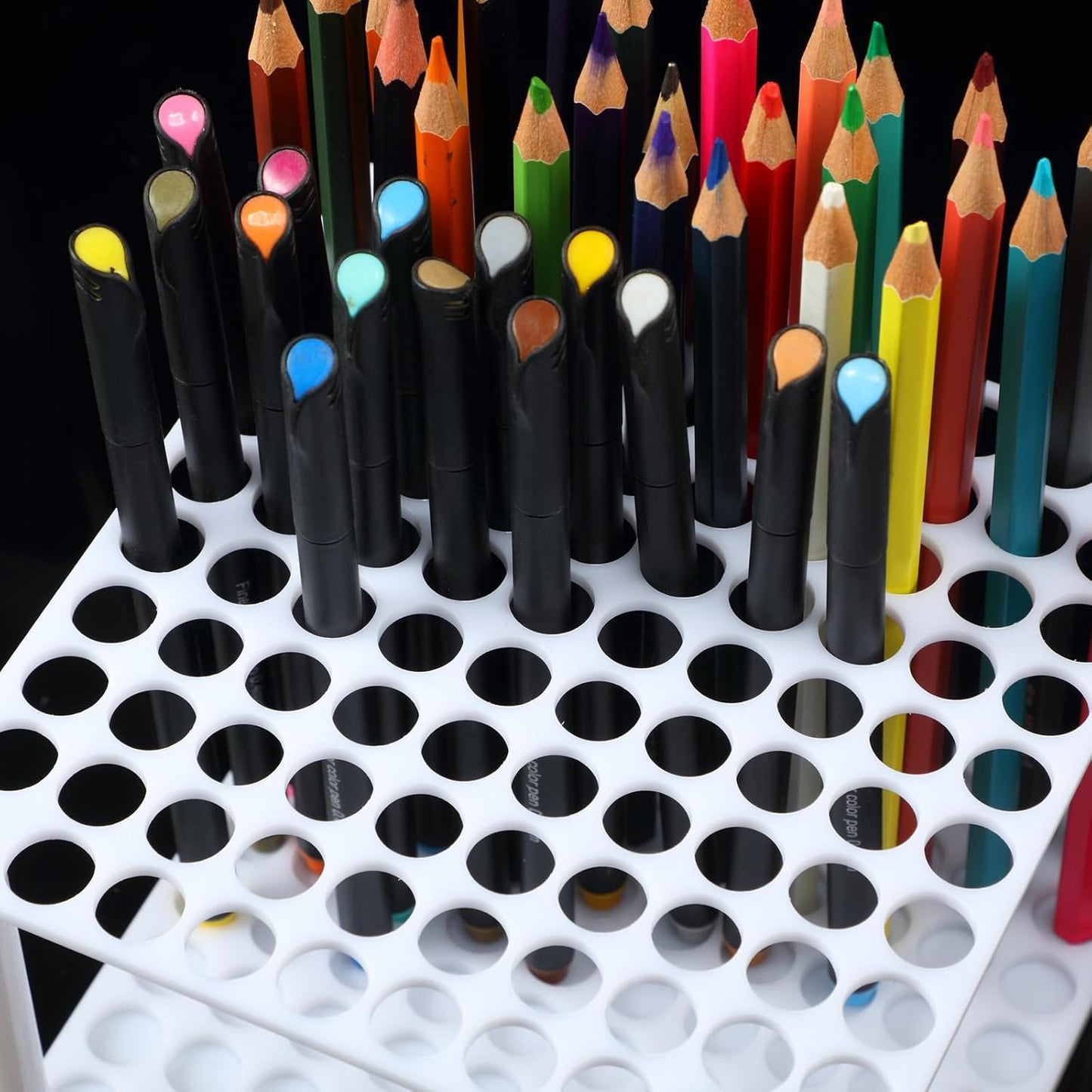 Outus 96 Holes Pencil Brush Holder Acrylic Paintbrush Holders Desk Organizer Stand Holder for Pencil Pen Paint Brushes Modeling Tool Office Art Supplies(Clear)