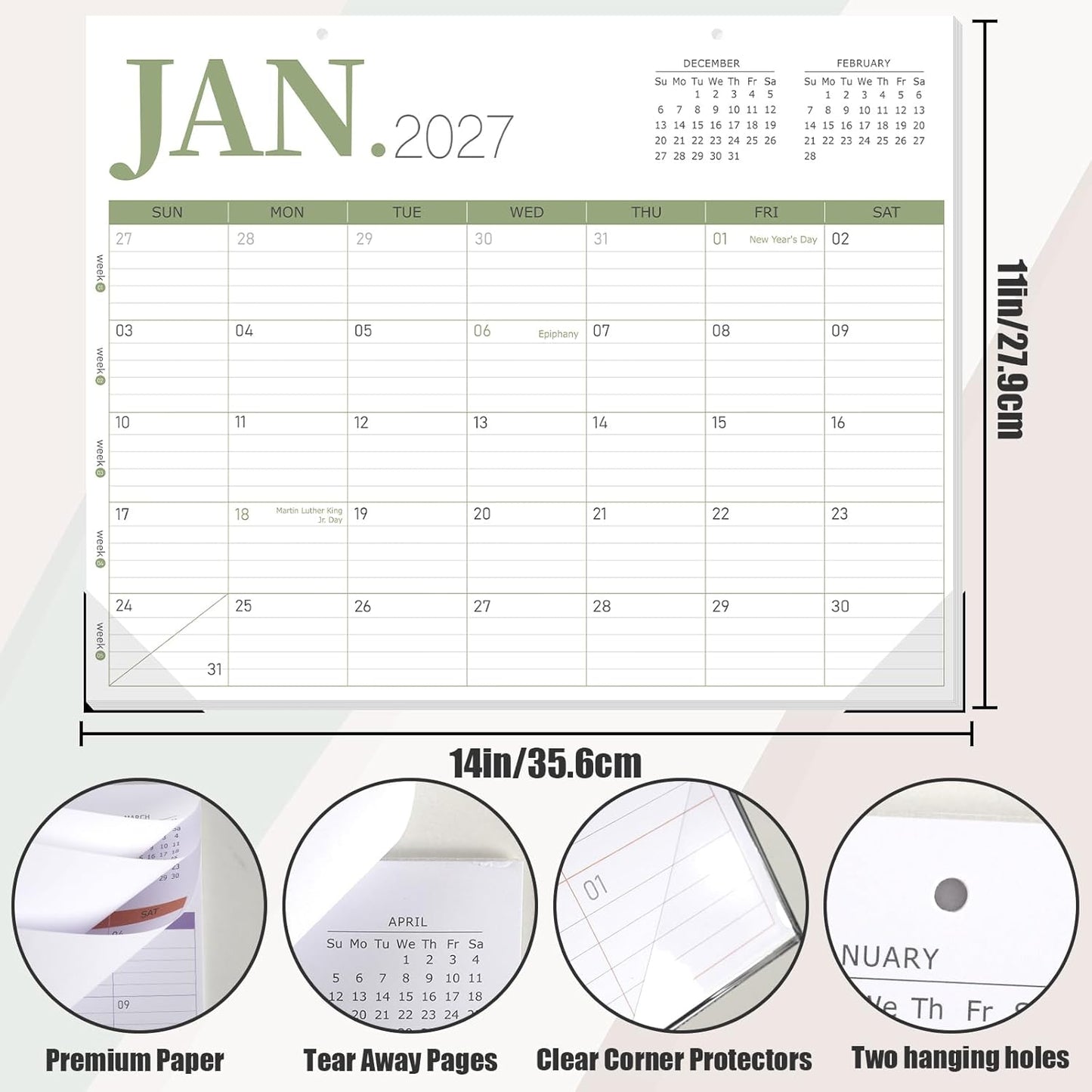 Guasslee Desk Calendar 2026-2027(Jun. 2026 - Dec. 2027), 19-Month School Year Compact Desktop & Wall Calendar, 14" x 11" Thick Paper Monthly Planner for Small Space, Home Office, Dorm & School