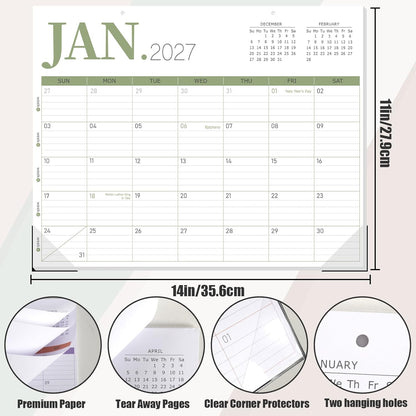 Guasslee Desk Calendar 2026-2027(Jun. 2026 - Dec. 2027), 19-Month School Year Compact Desktop & Wall Calendar, 14" x 11" Thick Paper Monthly Planner for Small Space, Home Office, Dorm & School