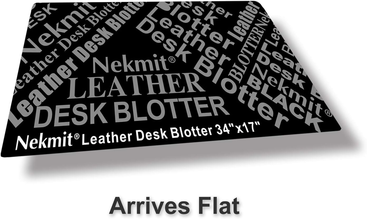 Nekmit Leather Desk Blotter Pad 17 x 12 Inches, Flat, Non-Slip, Waterproof, Black