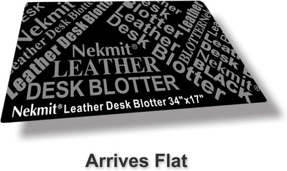 Nekmit Leather Desk Blotter Pad 17 x 12 Inches, Flat, Non-Slip, Waterproof, Black
