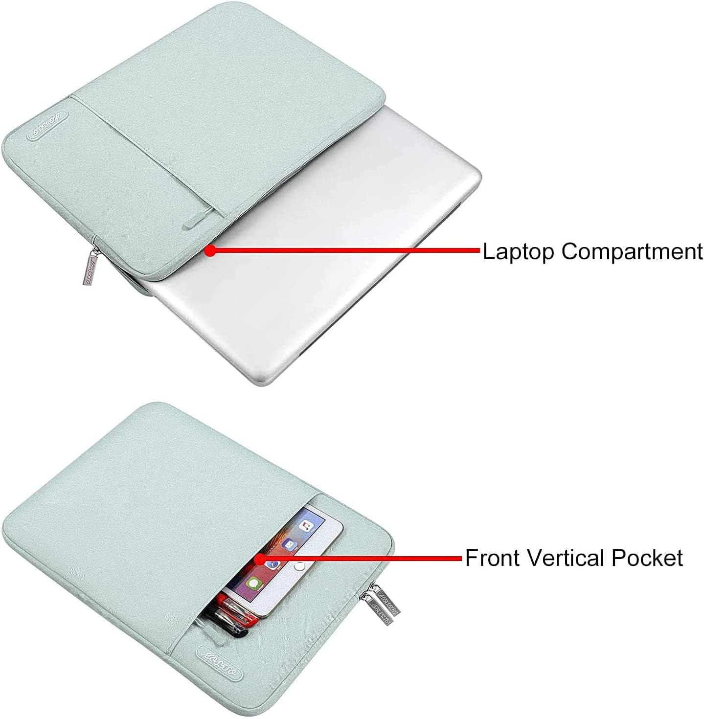 MOSISO Laptop Case 13.3 inch, 13-13.3 inch Laptop Sleeve Compatible with MacBook Air/Pro 13/Pro 14 M5 M4 M3 M2 M1, HP Dell ASUS Lenovo,Polyester Vertical Computer Sleeve Bag with Pocket, Antique Green - Colors B