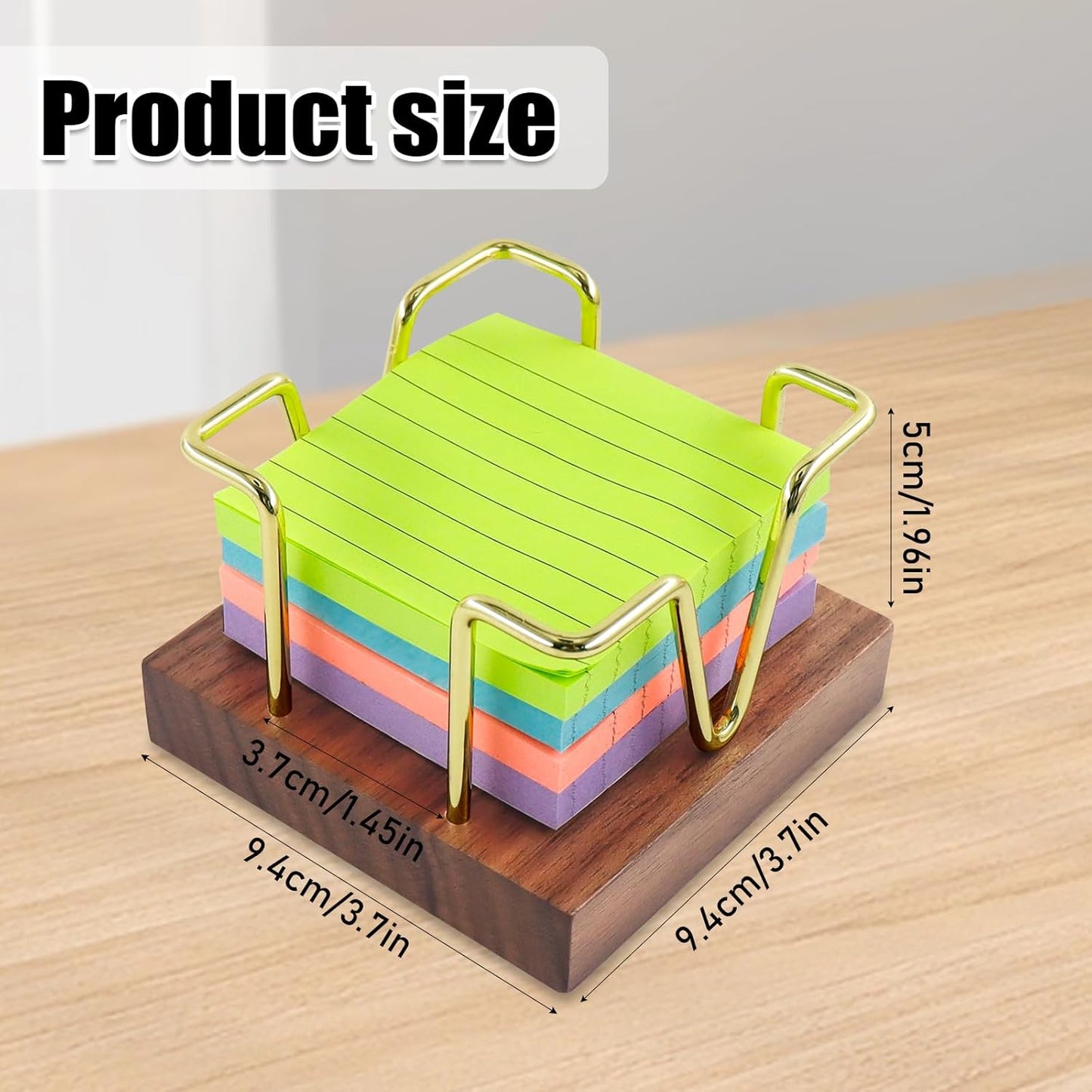 Buqoo 4x6 Notepad Holder Dispenser, Walnut Wood Sticky Notes Memo Pad Holder Dispenser Desk Supplies Organizer Accessories for Office Home Schools