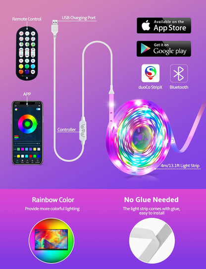 MATICOD LED Lights for TV Led Backlight, 9.84ft RGB Led Strip Lights USB TV Lights Behind 32-43in, APP Remote Control Music Sync TV Led Light for Bedroom Gaming Home Décor