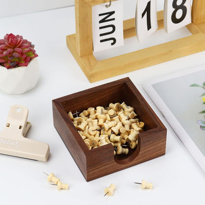 MultiBey Walnut Wood Sticky Notes Holder for Desk, 4x6 Inch Self -Sticky Note Memo Holder, Wooden Sticky Note Dispenser Office Desk Organizer for Dorm Room Office Home School (S)