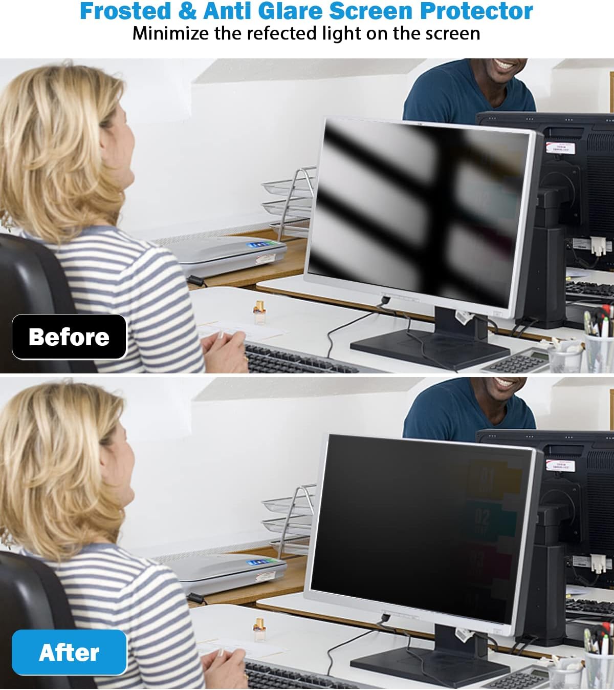 [2 Pack] 27 Inch Computer Privacy Screen , 16:9 Aspect Ratio Monitor Privacy Filter with Anti-Glare, Anti-Blue Light & Anti-Spy Protection, Removable Anti-Scratch Screen Protector for 27-Inch Widescreen Monitors