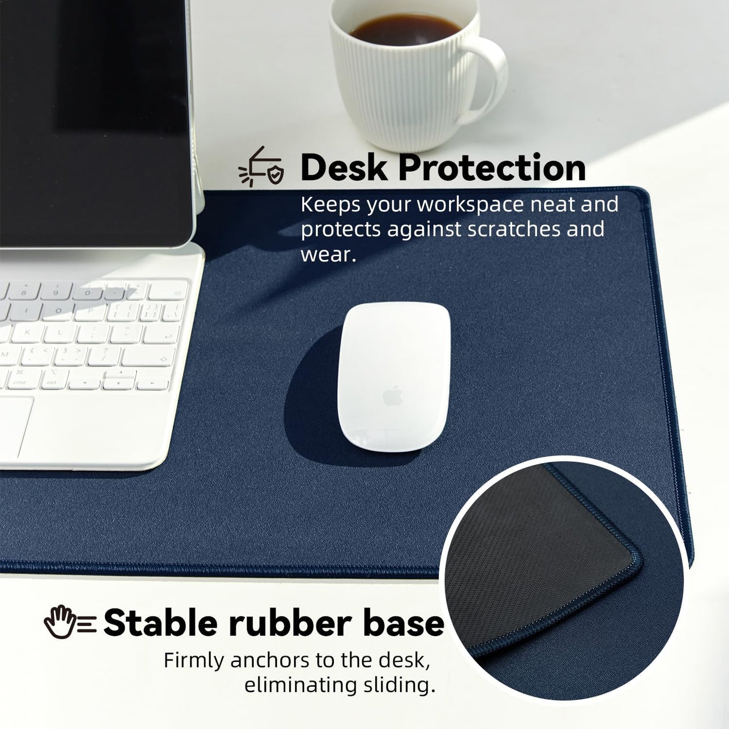 Reniteco Waterproof Large Gaming Mouse Pad with Durable Stitched Edges, Non-Slip Rubber Base, Grainy Jacquard Mouse Mat Desk Pad for Home Office Gaming, 31.5''x11.8''x0.12'', Matte Beige