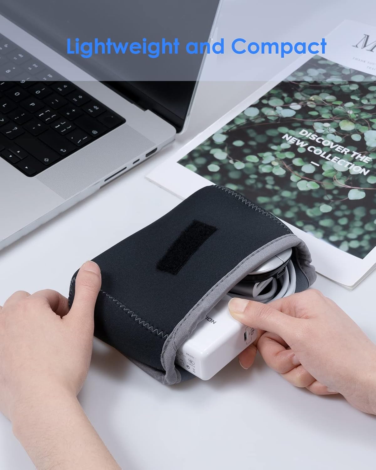 LENTION Storage Small Pouch Bag Cases for Accessories Laptop MacBook Power Adapter, Wireless Mouse, iPhone Charger, Cellphone, Power Bank, Cord Travel Cable Electronic Organizer - Dark Gray