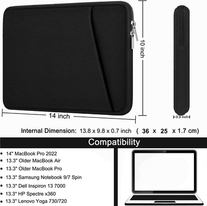 Laptop Sleeve, Durable Briefcase Shockproof Protective Case, Handbags Portable Laptop Bag for 15.6 inch HP Dell Asus Lenovo Notebook Computer with Front Pocket, Black