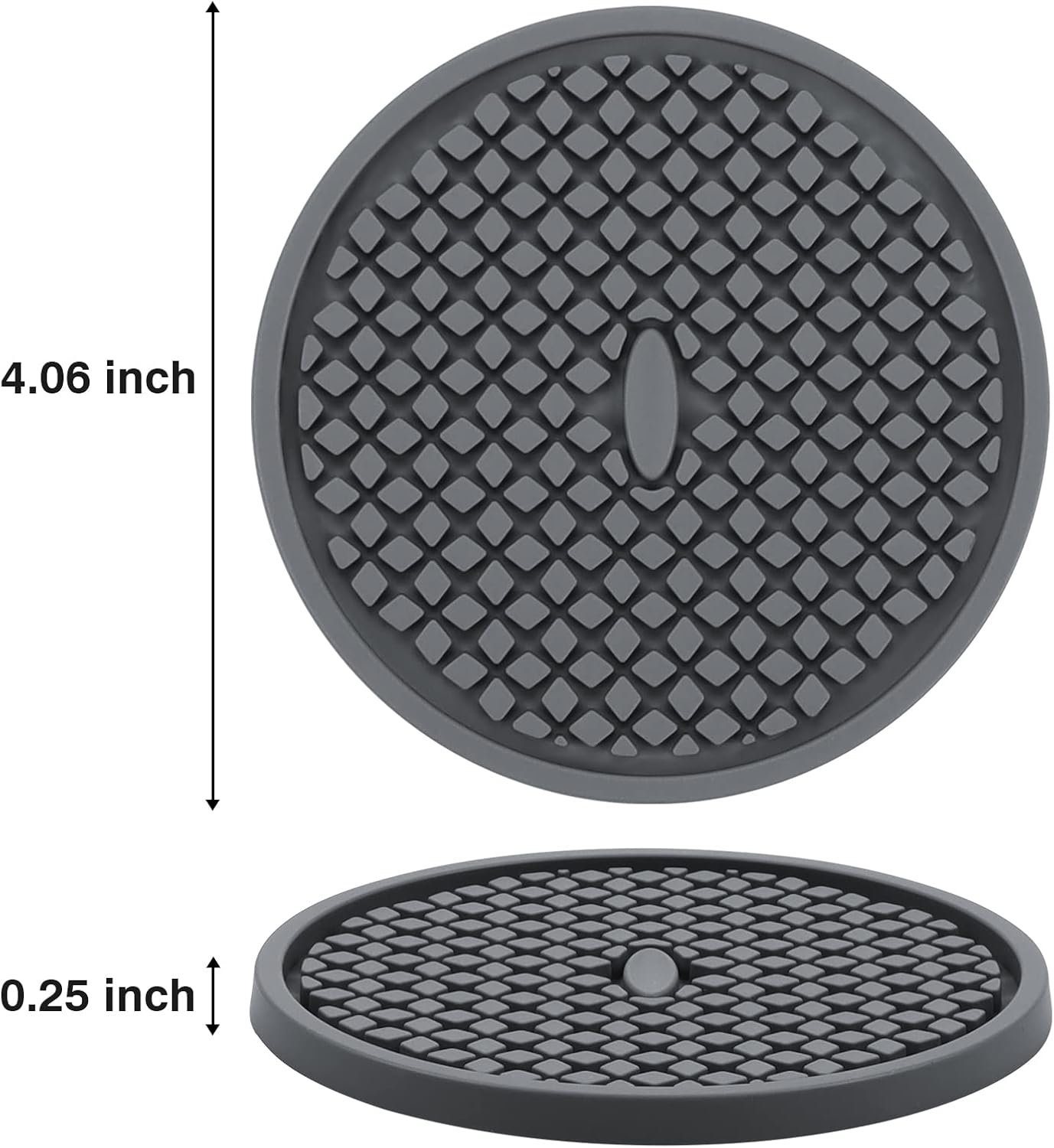 2 Pack Silicone Coasters for Drinks, Round Black Coaster with Deep Tray Grooved Design Cup Mat, Washable Heat Resistant Durable Non-Slip Coasters for Coffee Table Wooden Desk Kitchen Bar