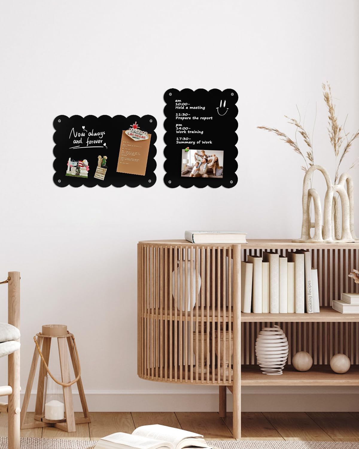 Magnet Board - Blcak, 10.2 x 14.2in, Magnetic Board for Desk and wall, Magnetic Display for Memos, Photos & Documents, Bulletin Board for Home Office School Kitchen Table Supplies(BK-HB2636-2P)