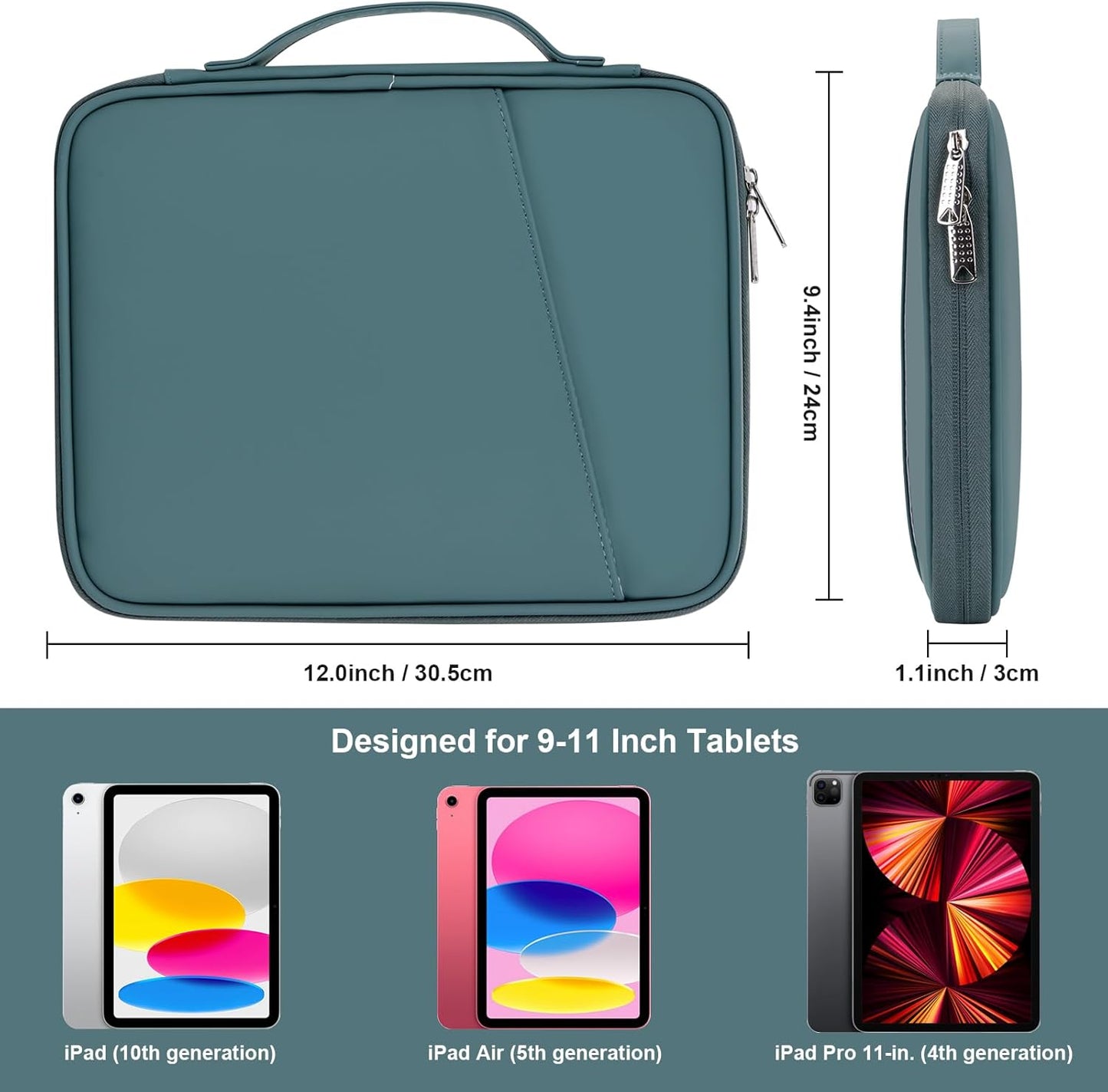 8-9 Inch Tablet Sleeve Bag, Padded Travel Pouch for Galaxy Tab A9 8.7/Tab A 8.4/Fire HD 8, Portfolio Style with Mesh Pocket and Compartments for Accessories (PU-Gray9)
