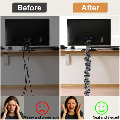 Chandelier Cord Cover Gray 2 Pack with Touch Fasteners,70.8inches Brushed Polyester Fabric Chain Sleeve for TV Cord Cover Decorative Wire Hider Easy Install Convenient for Wire Management
