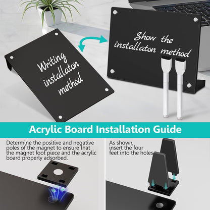 2PCS Clear Acrylic Weekly Dry Erase Board Desktop, 8x6 Small Magnetic Whiteboard with Stand for Table Calendar Memo Board for Fridge, Office, School, Home