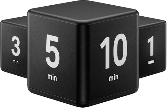 JOYIT Cube Timer 1 3 5 10 Minutes - Flip Countdown Visual Timer for Time Management, Kitchen, Workout, Study, Classroom, Office, Games