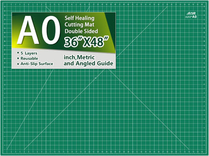ArtAt Self Healing Cutting Mat: 24 x 36 inch Green Large 5-Ply Double-Sided Durable Non-Slip PVC Cutting Mat for Sewing Quilting Scrapbooking Art & Crafts projects…