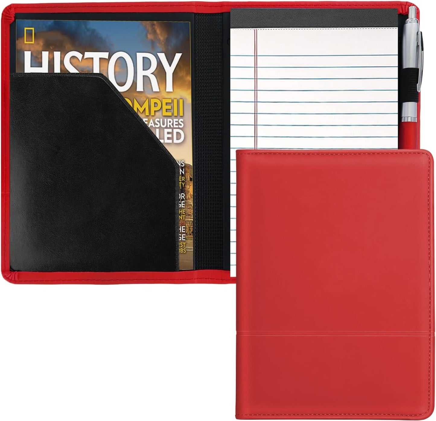 Padfolio/Portfolio Binder, Mini Padfolio Portfolio Binder 5 x 8 Legal Writing Pad, A5 Document Organizer Folder for Men Women, Black