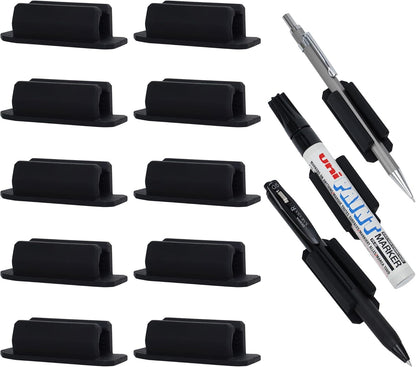 10 PCS Pen Holder for Desk, Adhesive Pen Holder for Classroom Clipboard Attachment, Silicone Pencil Holder & Marker Holder for School Office Desk Accessories,Teacher Supplies (Blue)