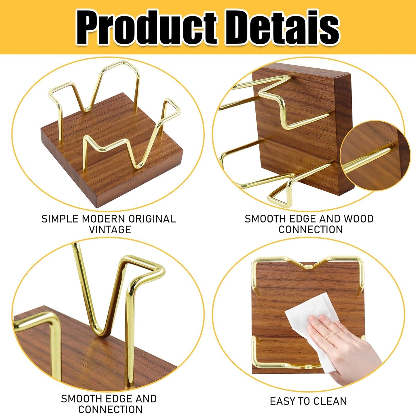 Buqoo 4x6 Notepad Holder Dispenser, Walnut Wood Sticky Notes Memo Pad Holder Dispenser Desk Supplies Organizer Accessories for Office Home Schools