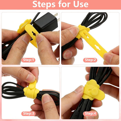 25 Pcs Silicone Cable Ties, Reusable Cable Straps Wire Organizer, Cable Management Cord Organizer for Fastening Earphone Phone Charger Home Office Desk Kitchen Appliances Cable Cords Wires