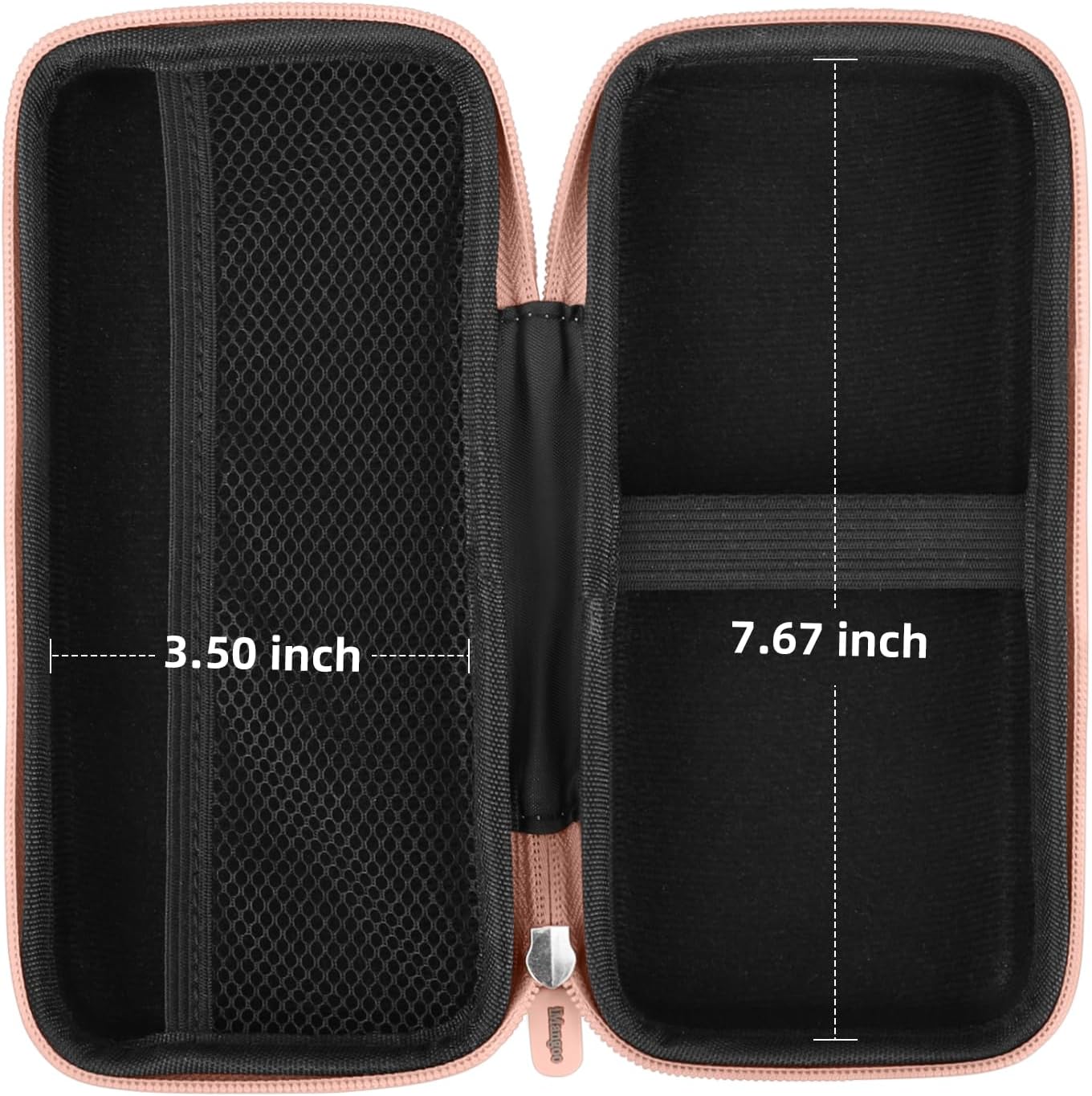 iMangoo Travel Essential Electronics Organizer Pouch Charger Case, Shockproof Dual Zipper Power Bank Cables Tech Accessories Purse, Men & Women Travel Must Have Storage Bag, 6.5x3.2x1 inch Rose Gold