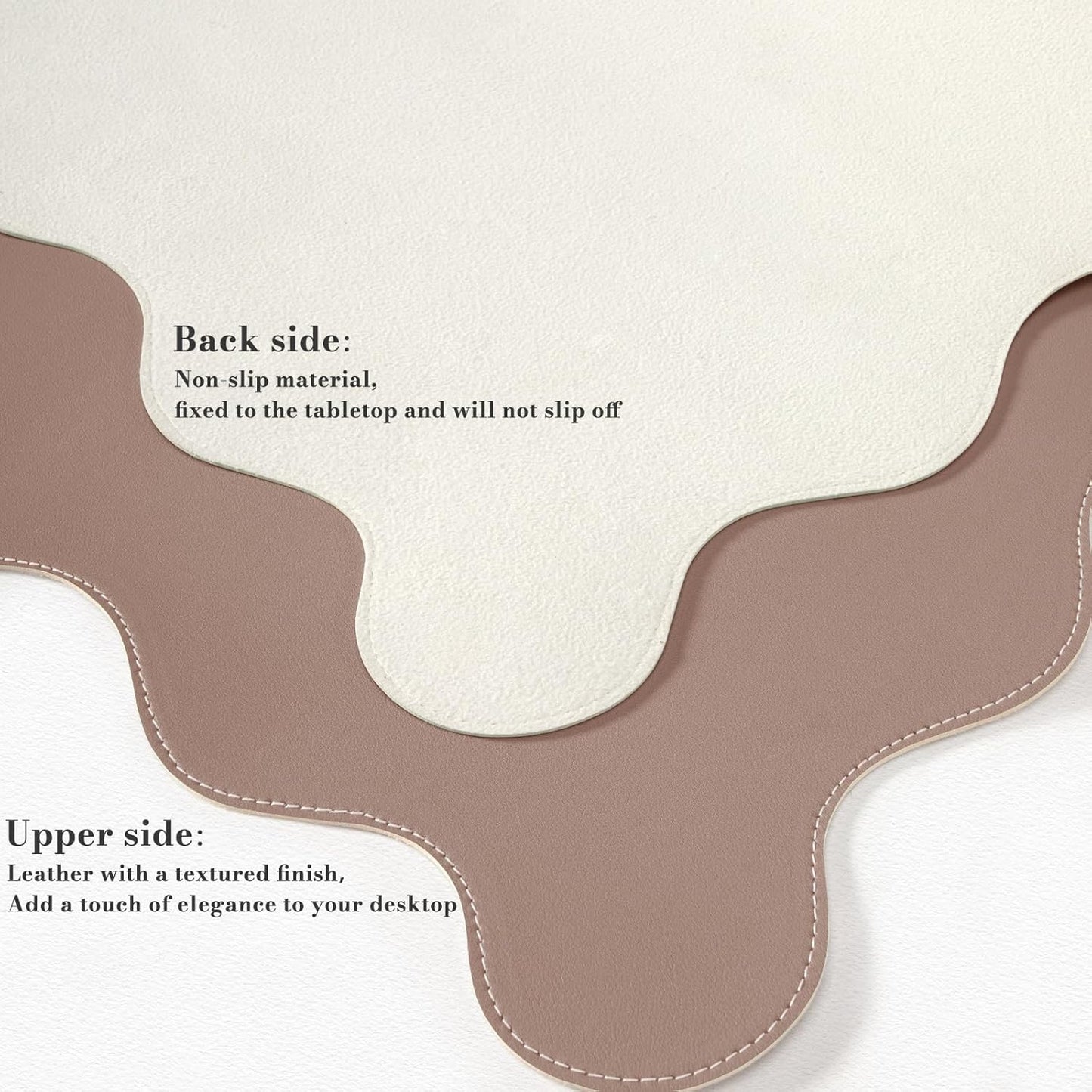 iCasso Pink Leather Desk Mat,Extra Large Scalloped Mouse Pad for Desktop,Waterproof PU Nail Table Mat,Cute Keyboard Mats for Women Girl,Non-Slip Desk Cover Mat for Office Home Dorm