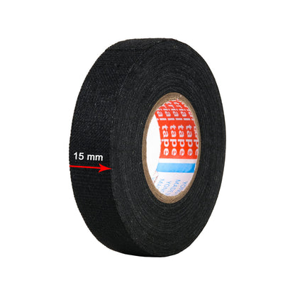 HSTECH 2 Rolls Wire Loom Harness Tape, Speaker Wiring Harness Cloth Tape, Black Adhesive Fabric Tape, for Automobile Electrical Wire harnessing Noise Dampening Heat Proof （15mm X 15m）