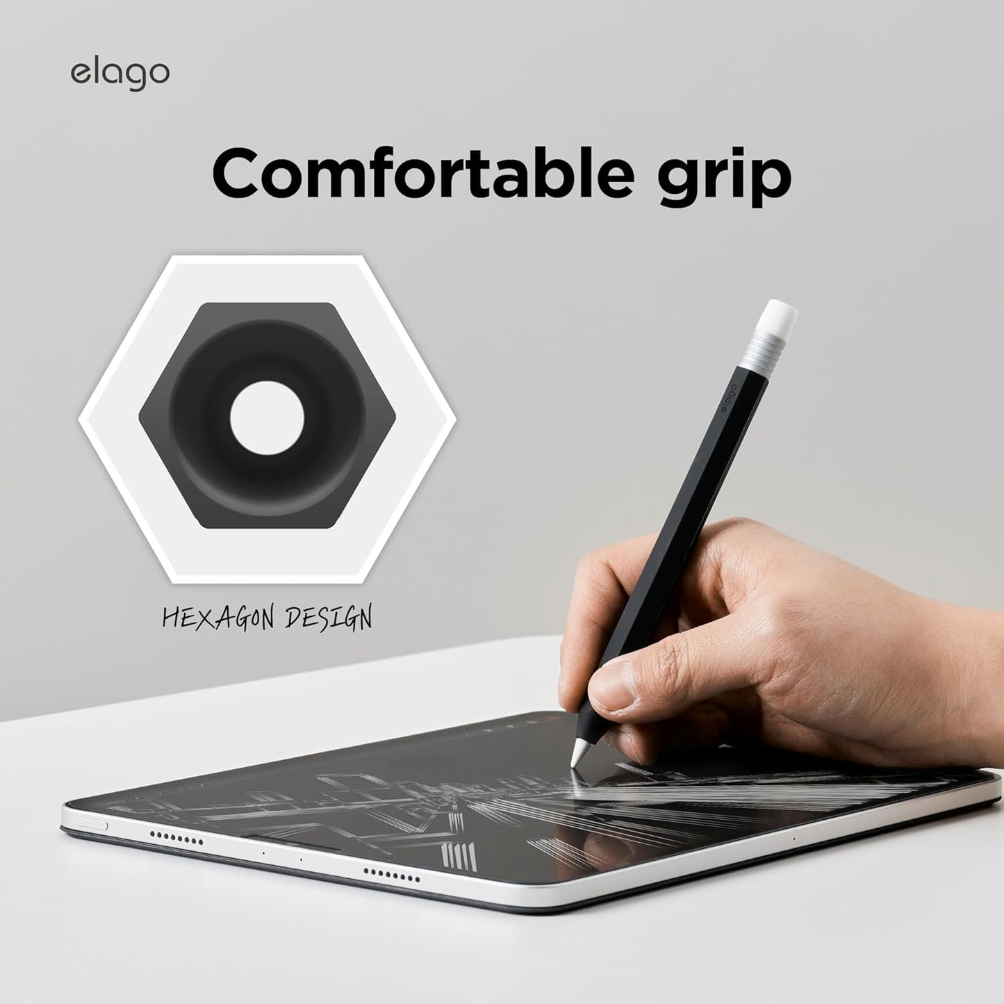 elago Classic Pencil Case Compatible with Apple Pencil (USB-C), Perfect Grip, Protective Skin, Silicone Sleeve, Supports Magnetic Attachment [Yellow]