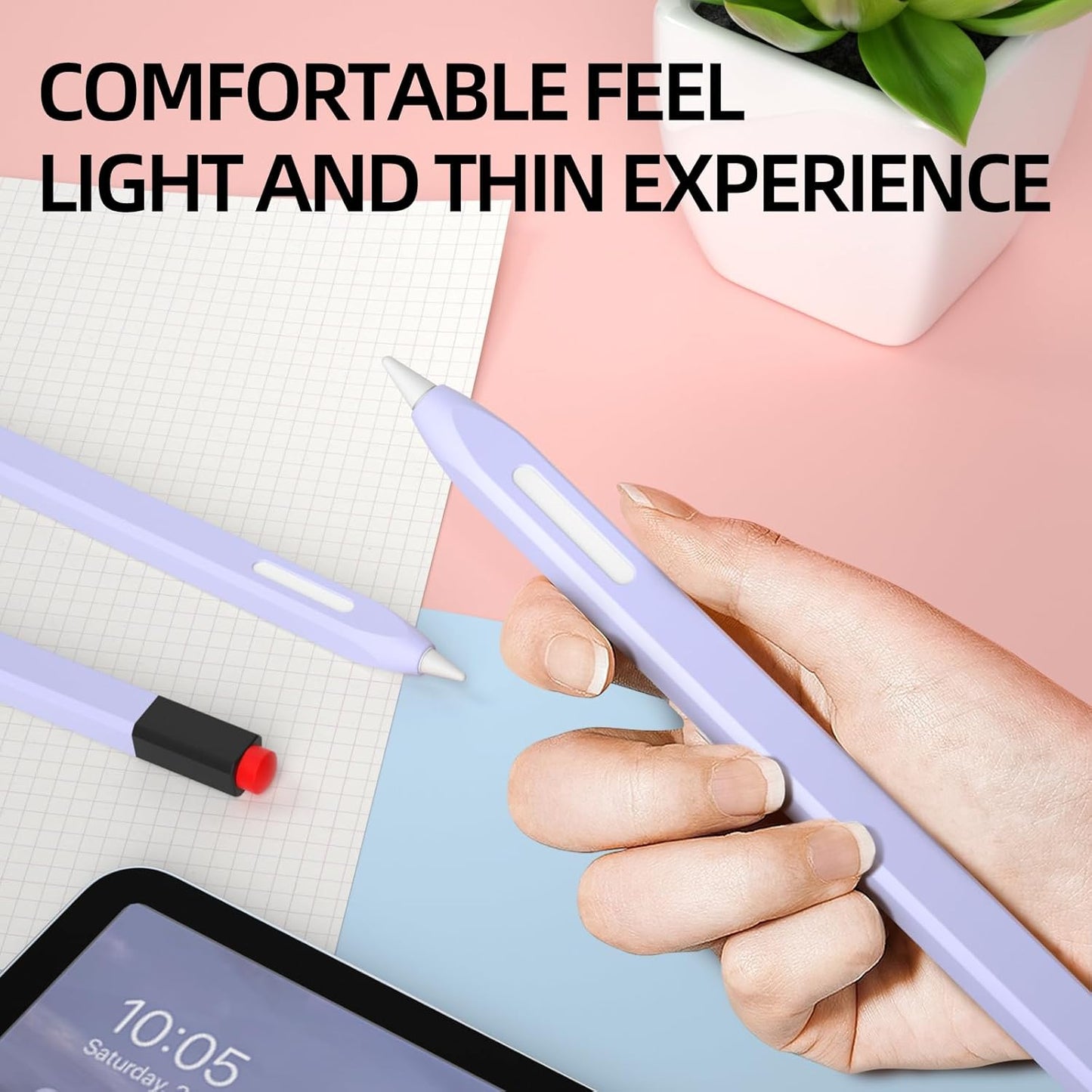 AZF Pencil Case Compatible with Apple Pencil 2nd Generation Case, Two Color Pen Cap Match, Silicone Comfort, Compatible with Magnetic Charging and Double Click. (Lavender Purple)