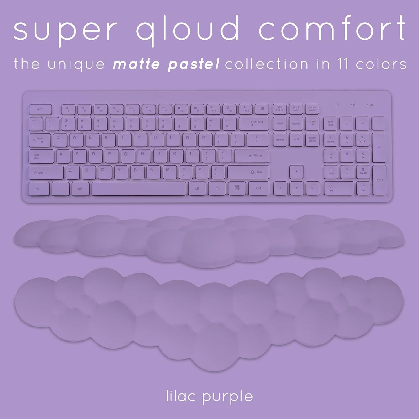 Purple Cloud Keyboard Wrist Rest – Create-ables Qloud Purple Wrist Rest for Computer Keyboard and Mouse, Ergonomic Memory Foam Wrist Pad with Non-Slip Base, Includes Cloud Mouse Pad