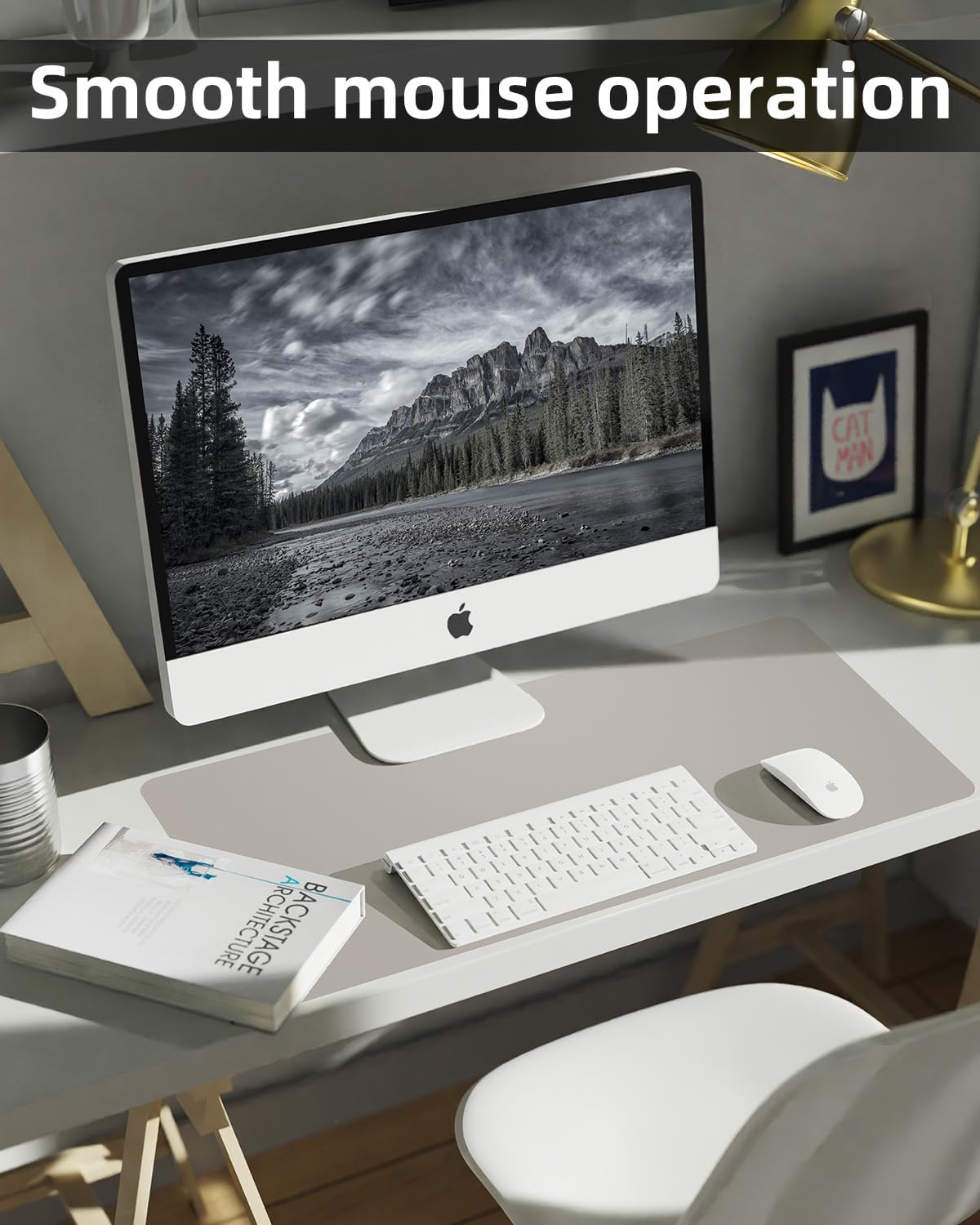 Leather Desk Pad Protector, Office Desk Mat, Large Mouse Pad, Non-Slip PU Leather Desk Blotter, Laptop Desk Pad Desk Accessories for Office and Home (Black, 40" x 17")