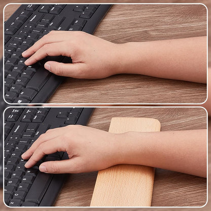 AHANDMAKER 2PCS Wood Keyboard Wrist Rest 2 Size 60 Key Wooden Wrist RestErgonomic Rest for Computer Keyboard Ergonomic Desk Pad Gaming Office Home Decor, Blanched Almond