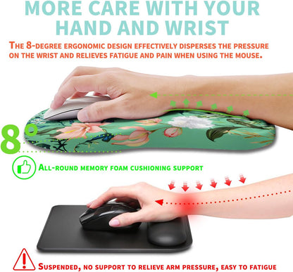 Ergonomic Mouse Pad Wrist Support with Memory Foam Massage Bulge, Carpal Tunnel Pain Relief Mousepad Wrist Rest for Mouse(12x8 inch, Silver Gray Light Purple)