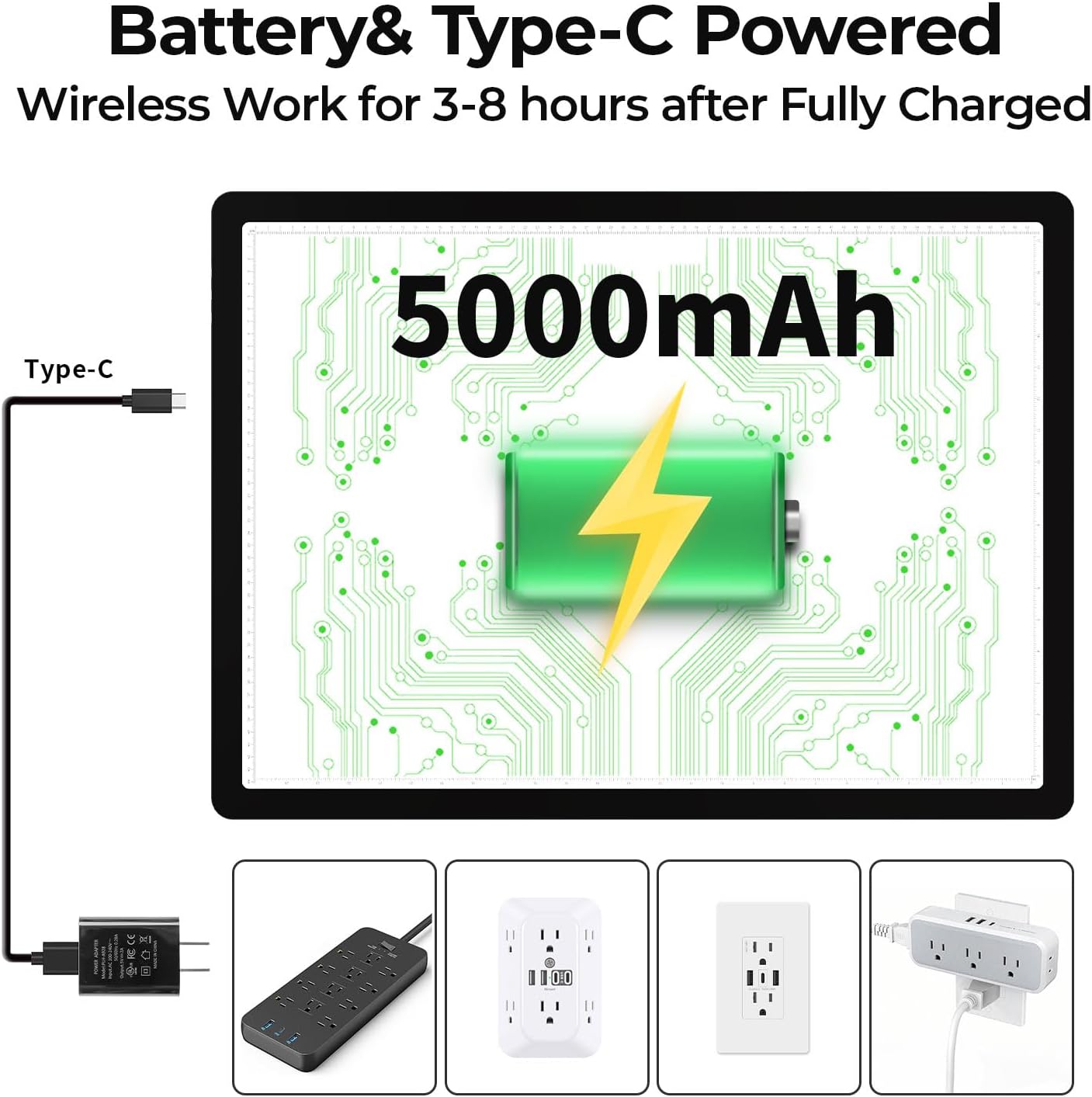 Zocelight Rechargeable A3 Light Board with Built-in Stand & Bag,Super Bright Magnetic Light Box for Tracing,Wireless Light Pad for Diamond Painting,Side Buttons,LED Light Table for Drawing,Sketching