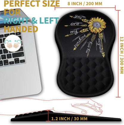 Hokafenle Ergonomic Mouse Pad Wrist Support with Massage Design, Wrist Rest Pain Relief Mousepad with Memory Foam&Non-Slip PU Base, Mouse Pads for Wireless Mouse & Desk (12x8 inch,Black)