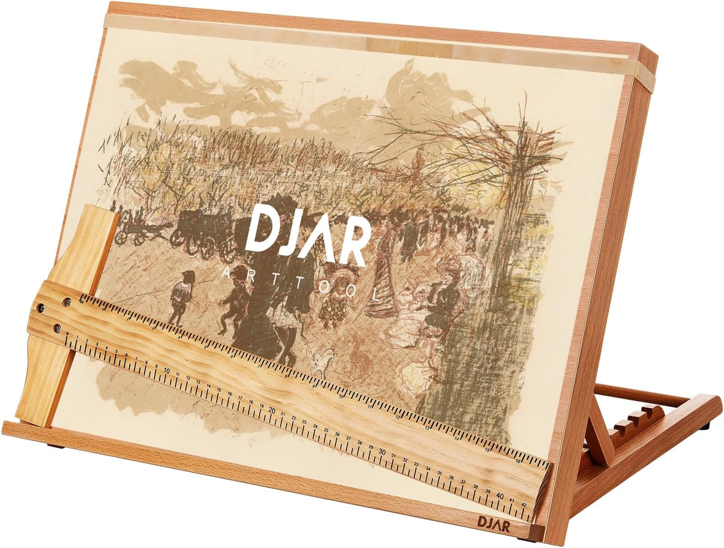 DJAR 5-Position Wood Drafting Table, Tabletop Easel and Sketching Board for Painting, Adjustable Angle Art Easel for Student Artist, 25 3/5 Inches by 19 Inches