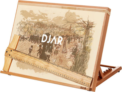 DJAR 5-Position Wood Drafting Table, Tabletop Easel and Sketching Board for Painting, Adjustable Angle Art Easel for Student Artist, 25 3/5 Inches by 19 Inches