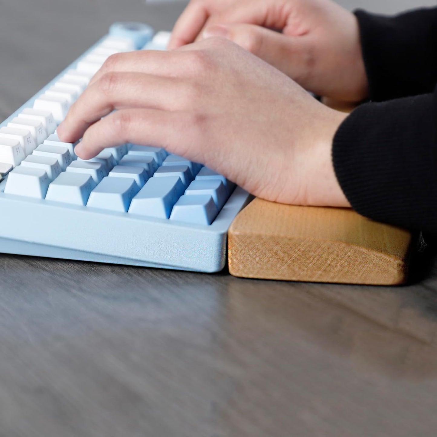 YMDK Wooden Wrist Rest Solid Wood Walnut for Keychron Q13 Pro Mechanical Keyboard