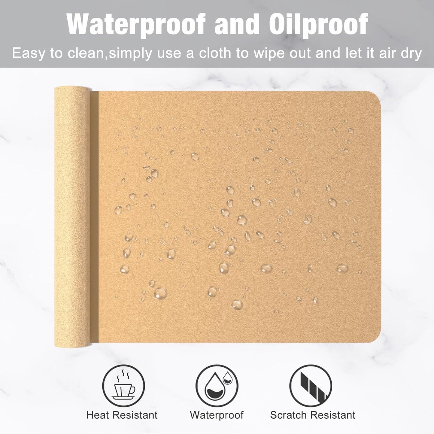 Hsurbtra Desk Pad, 23.6" x 13.8" PU Leather Desk Mat, M Extended Mouse Pad, Waterproof Desktop Blotter Protector, Non-Slip Ultra Thin Small Laptop Keyboard Writing Mat for Office Home, Pink